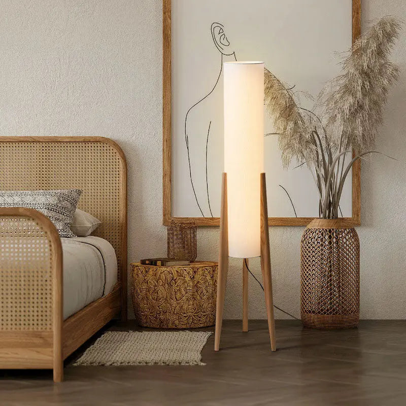 Traditionele Chinese Houten Driepoot Vloerlamp Homekyn