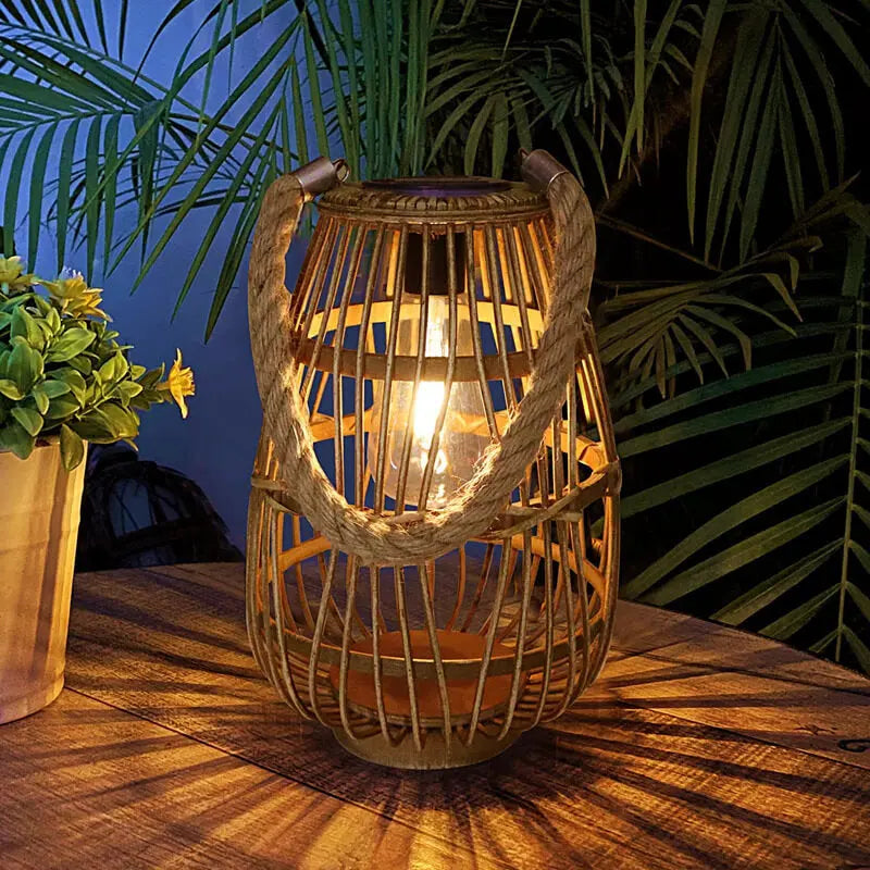 Retro Vloerlamp - LED Solar Staande Lamp met Henneptouw Homekyn