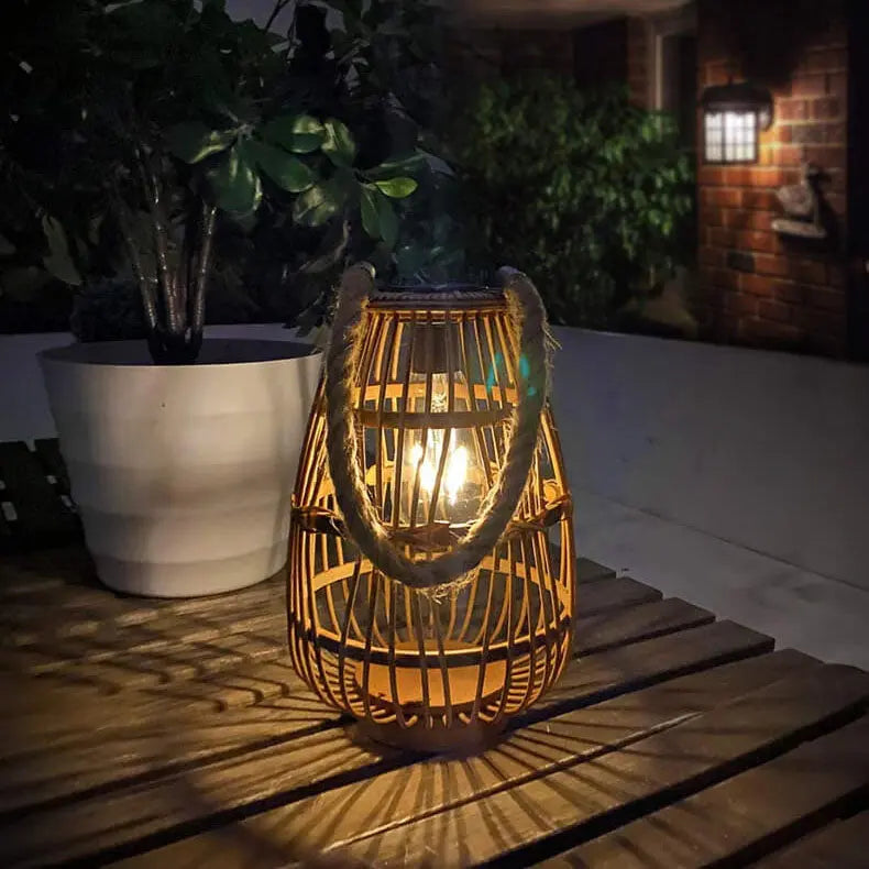 Retro Vloerlamp - LED Solar Staande Lamp met Henneptouw Homekyn