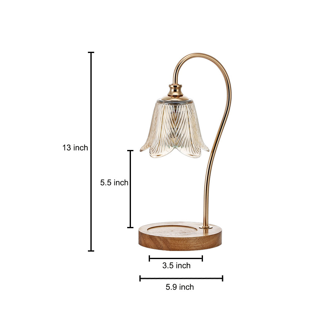 Elegante Bloemen Glazen Bureaulamp Met Bekerhouder Basis