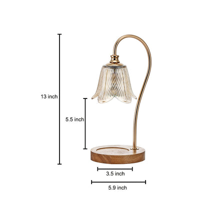 Elegante Bloemen Glazen Bureaulamp Met Bekerhouder Basis