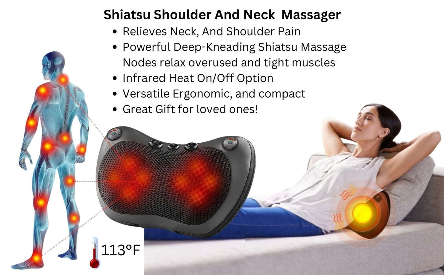 Shiatsu Nek Massage Kussen met Verwarming