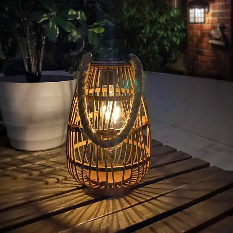 Retro Vloerlamp - LED Solar Staande Lamp met Henneptouw Homekyn