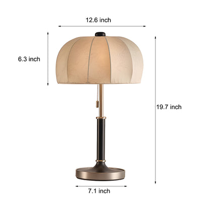 Retro Brass Dome Fabric Tafellamp met Trek Schakelaar