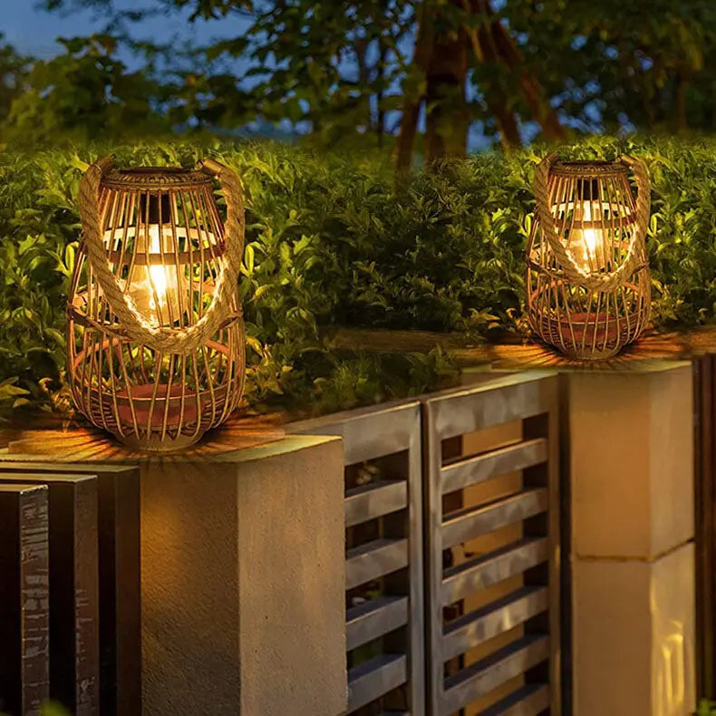 Retro Vloerlamp - LED Solar Staande Lamp met Henneptouw Homekyn