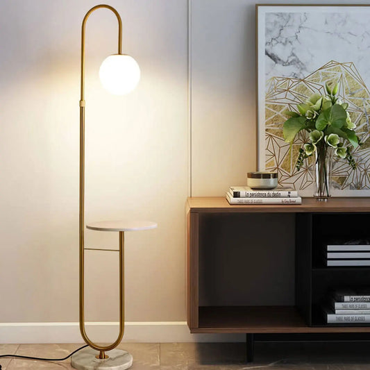 Nordic Minimalistische LED Vloerlamp met IJzeren Tafeltje Homekyn