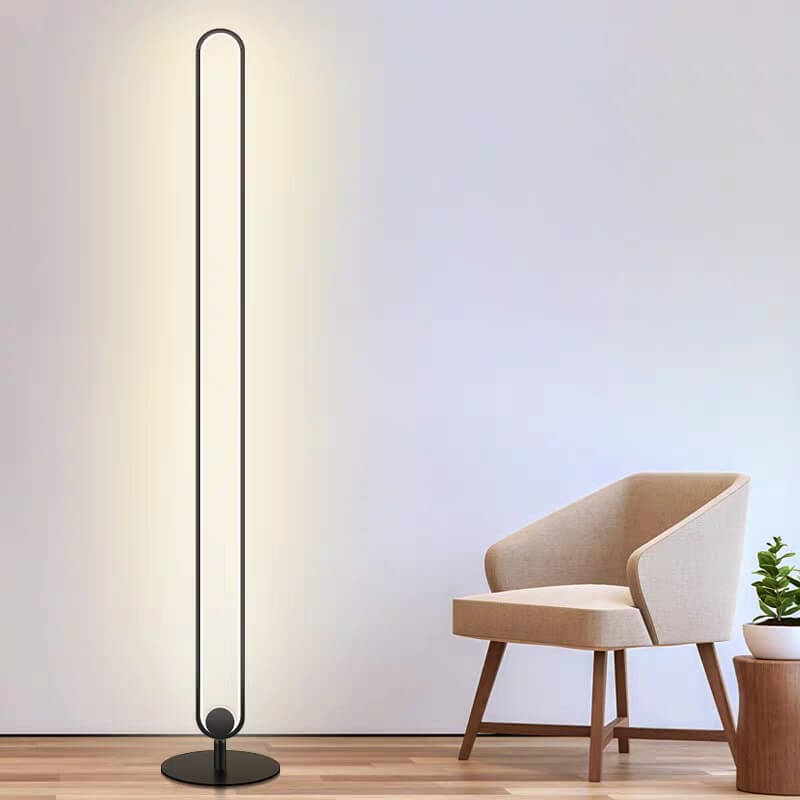 Minimalistische Zwarte Ring LED Vloerlamp