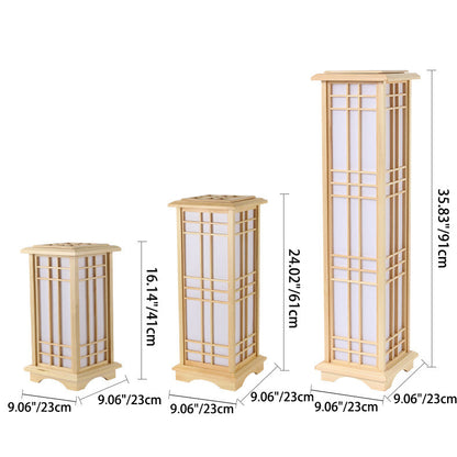 Traditionele Japanse Staande Lamp - Houten Basis & Acryl Kap