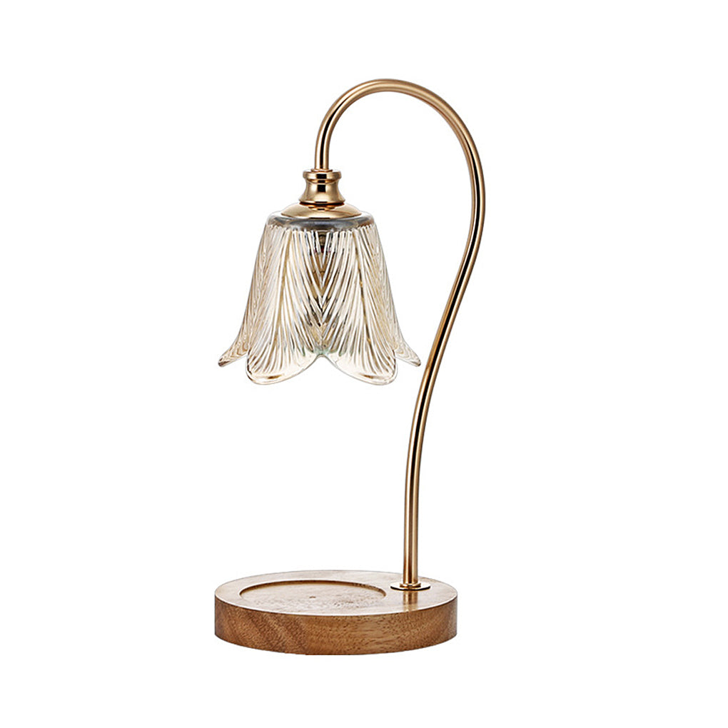 Elegante Bloemen Glazen Bureaulamp Met Bekerhouder Basis