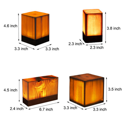 LED Kubus Tafellamp - Houten Design met Dimbaar Warm Licht