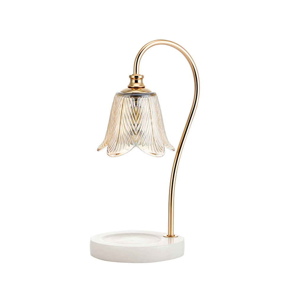 Elegante Bloemen Glazen Bureaulamp Met Bekerhouder Basis