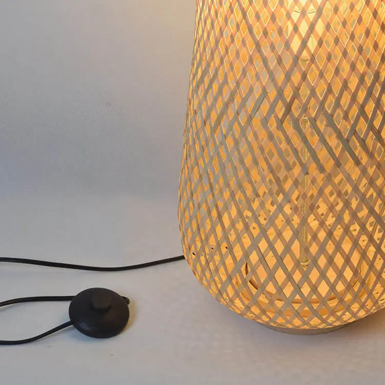 Moderne Staande LED Vloerlamp met Bamboe Weefkolom Homekyn