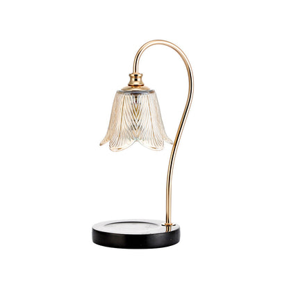 Elegante Bloemen Glazen Bureaulamp Met Bekerhouder Basis