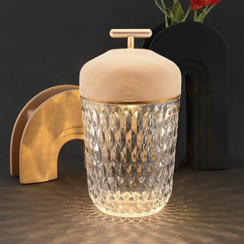 Elegante Kristallen Tafellamp Cup Vorm & Glazen Design