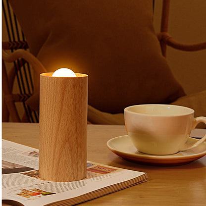 Candlelight Houten Cilinder LED Tafellamp Set