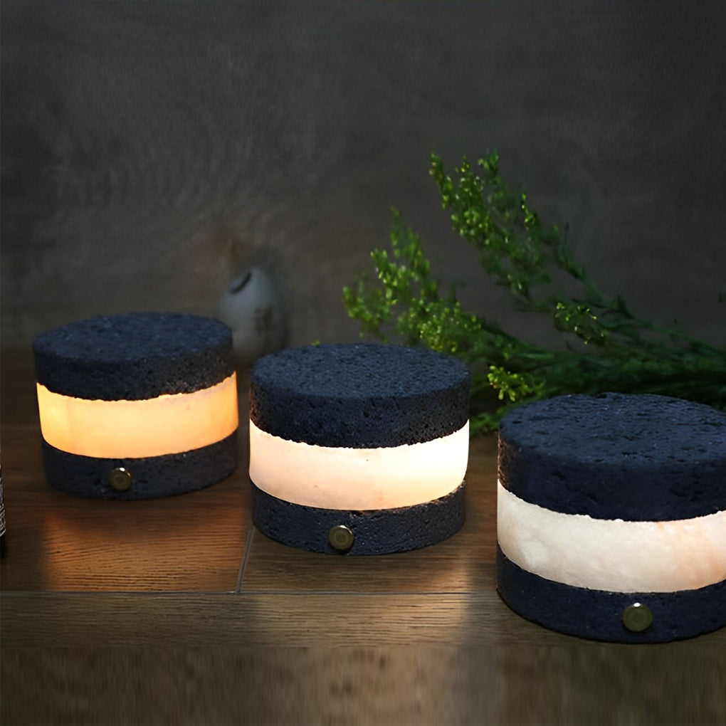 Vulkanische Steen Mini Draadloze Lamp Rond & Vierkant Design