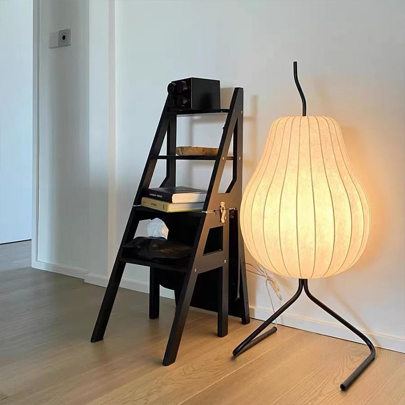 Traditionele Japanse Vloerlamp - Perzik Zijde Lampenkap