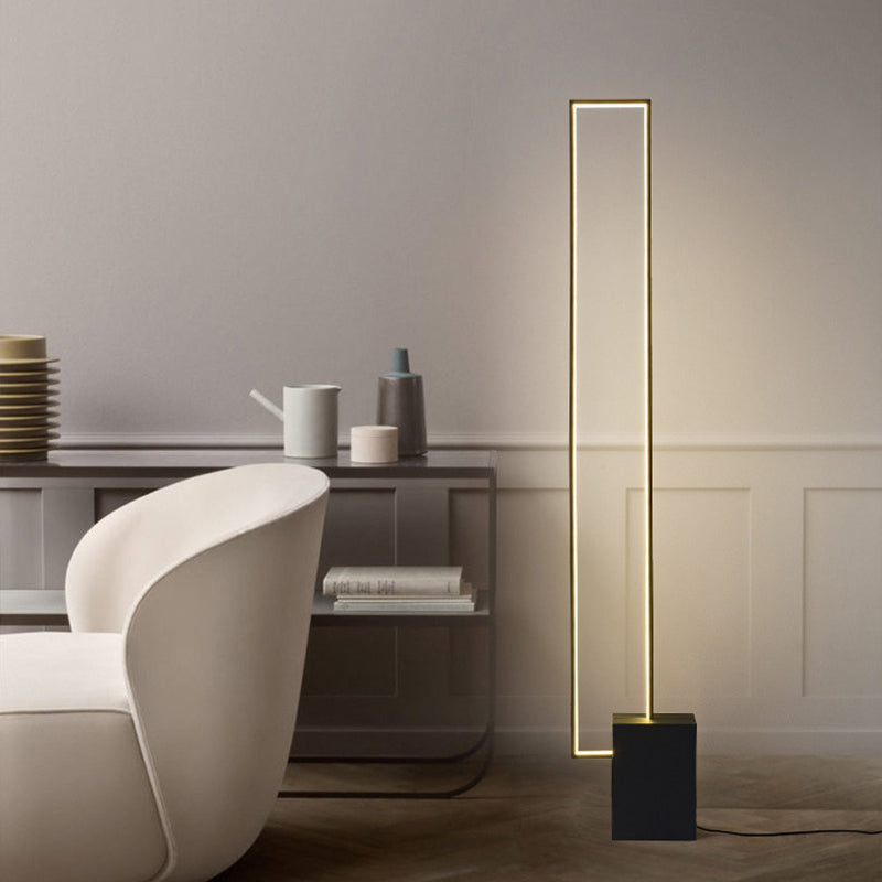 Scandinavische LED Staande Vloerlamp - Minimalistisch Ontwerp met Rechthoekige Basis