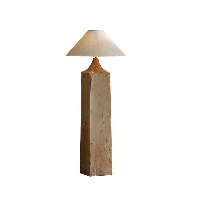 Retro Houten Staande Lamp met Linnen Kap