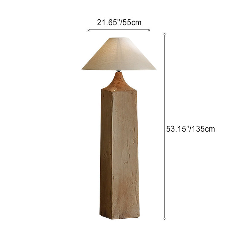 Retro Houten Staande Lamp met Linnen Kap