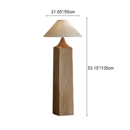 Retro Houten Staande Lamp met Linnen Kap