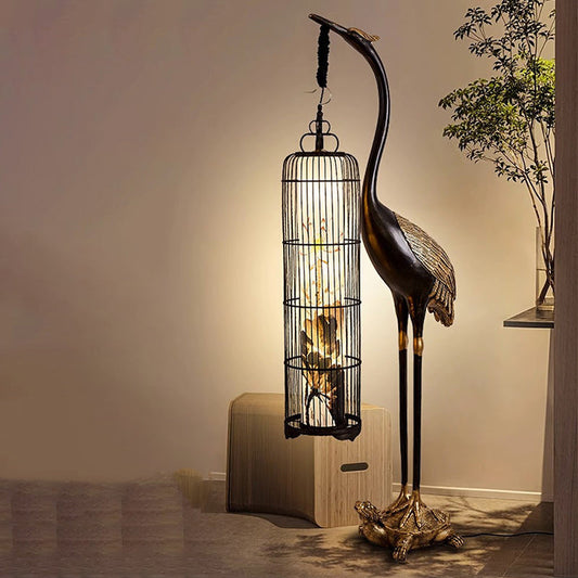 Traditionele Chinese Kraanvogel Lantaarn Vloerlamp