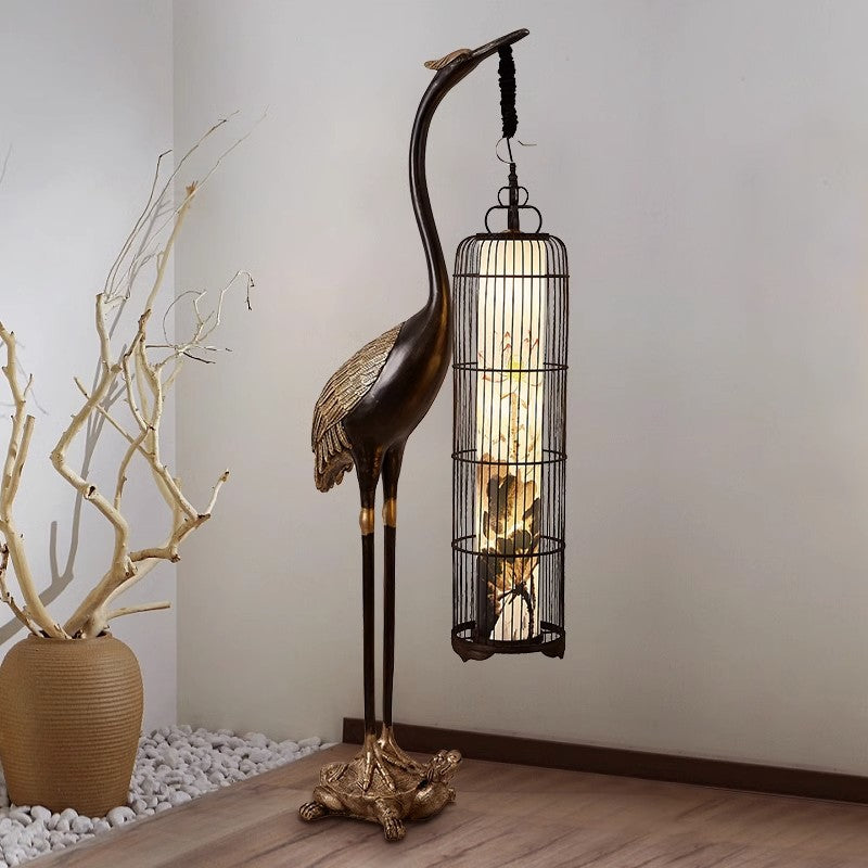 Traditionele Chinese Kraanvogel Lantaarn Vloerlamp