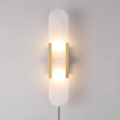 Melange Verlengde Wandlamp met Handgesneden Albast