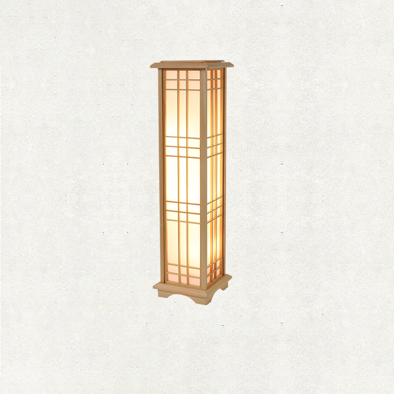 Traditionele Japanse Staande Lamp - Houten Basis & Acryl Kap