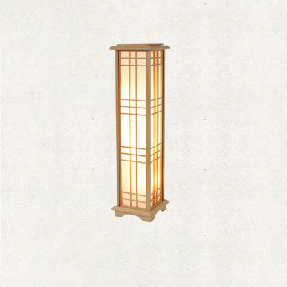 Traditionele Japanse Staande Lamp - Houten Basis & Acryl Kap