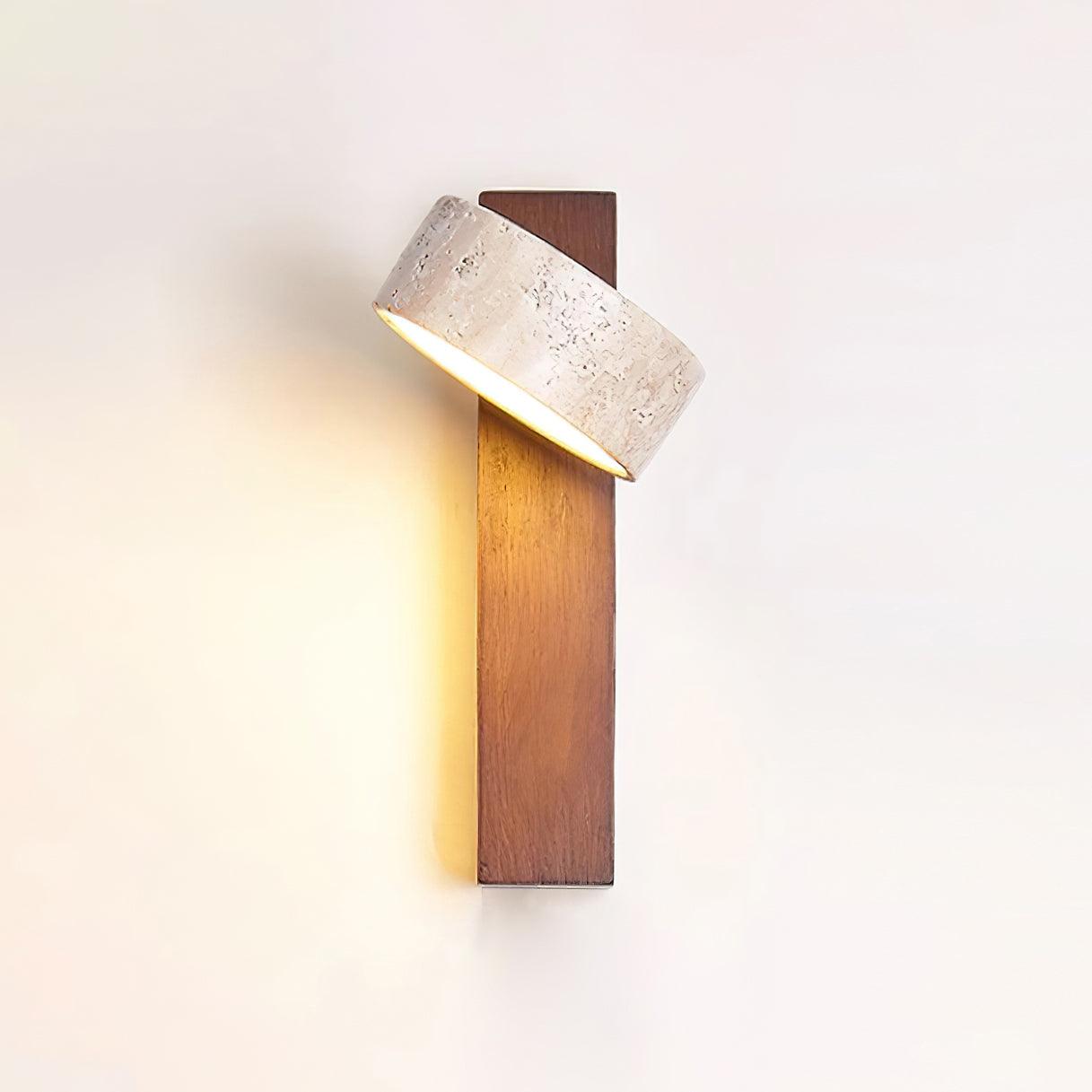 Tersus Wandlamp - Hout en Travertijn Design met Warm LED Licht