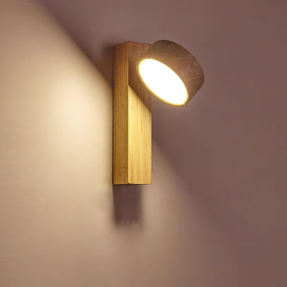 Tersus Wandlamp - Hout en Travertijn Design met Warm LED Licht