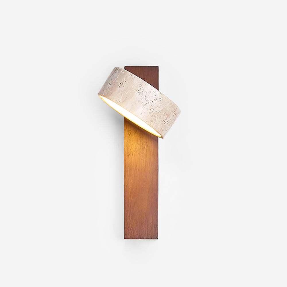 Tersus Wandlamp - Hout en Travertijn Design met Warm LED Licht