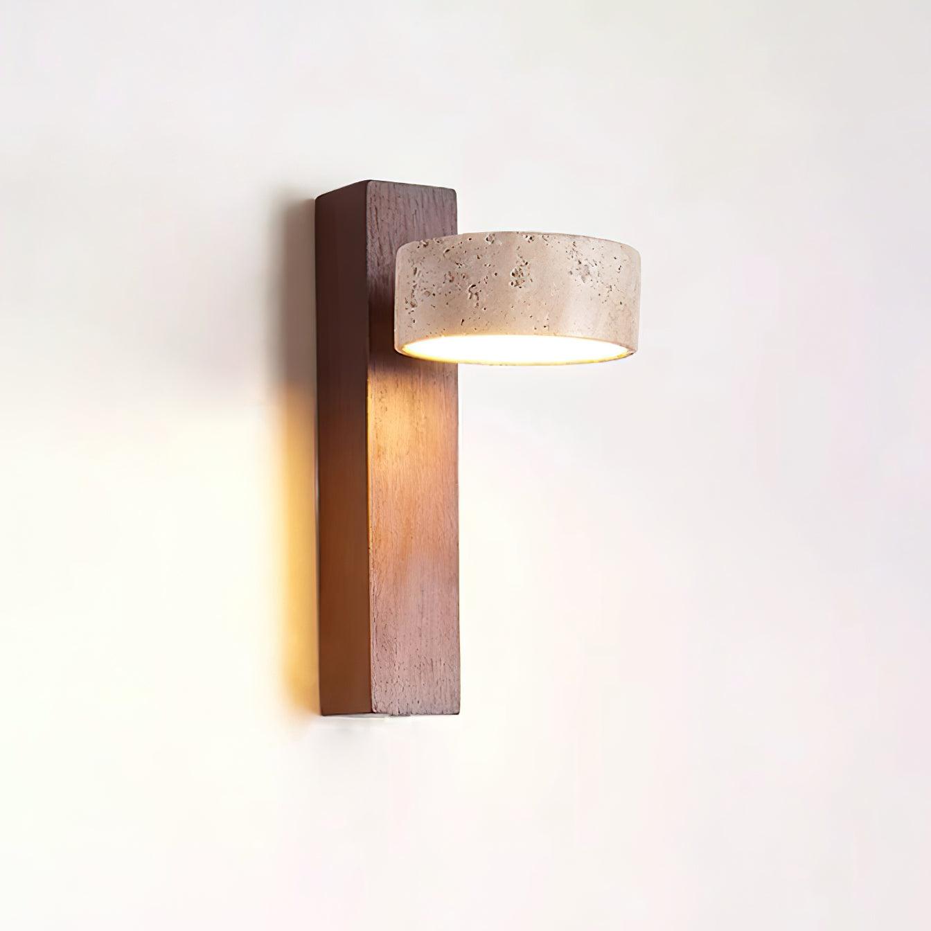 Tersus Wandlamp - Hout en Travertijn Design met Warm LED Licht