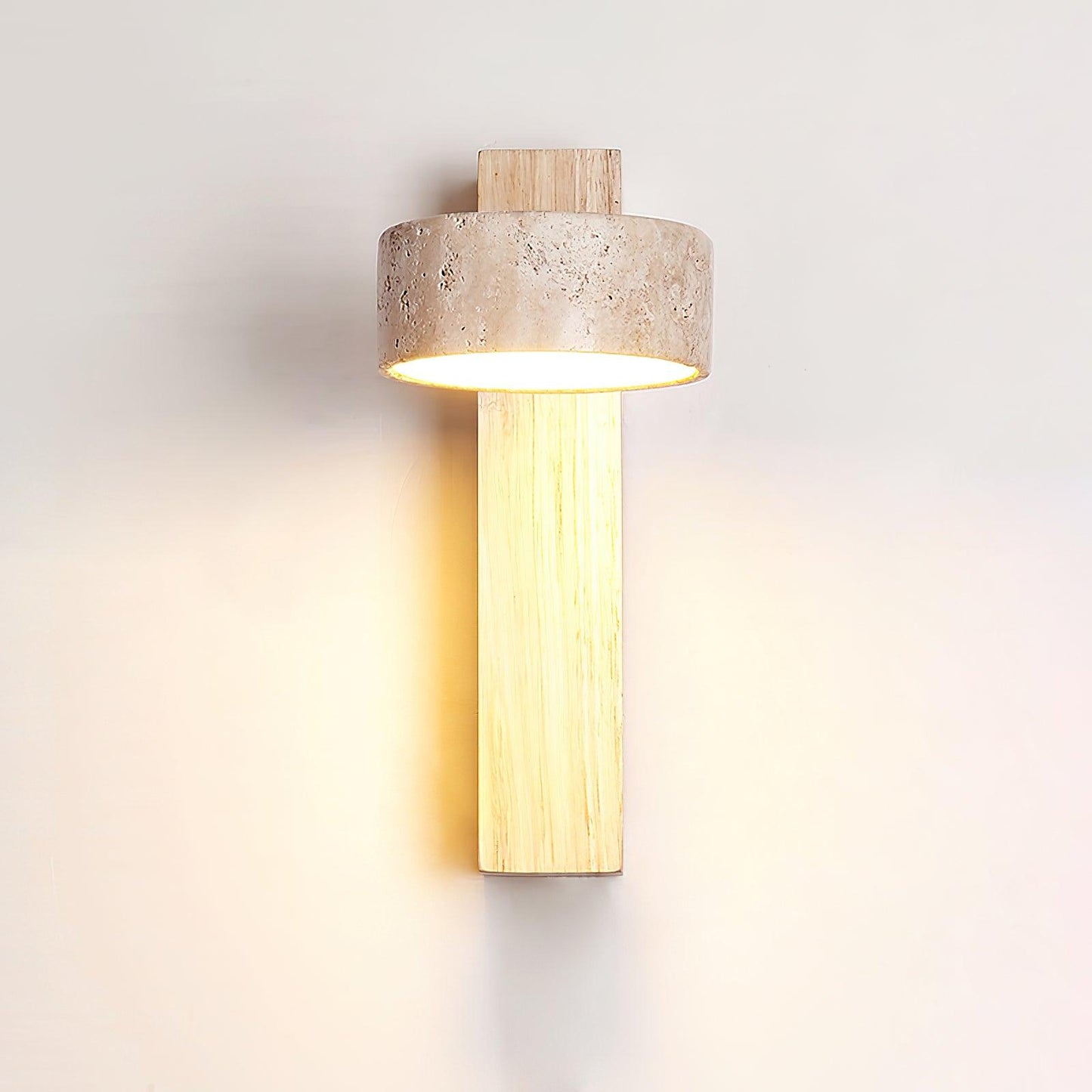 Tersus Wandlamp - Hout en Travertijn Design met Warm LED Licht