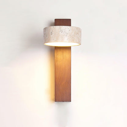 Tersus Wandlamp - Hout en Travertijn Design met Warm LED Licht