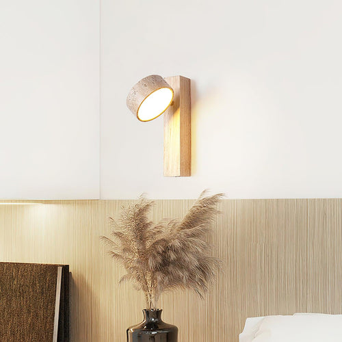 Tersus Wandlamp - Hout en Travertijn Design met Warm LED Licht