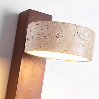 Tersus Wandlamp - Hout en Travertijn Design met Warm LED Licht