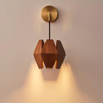 Wood Astris Wandlamp - Luxe Houten en Gouden Metaal Design