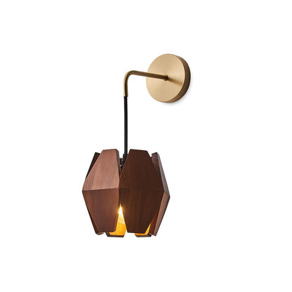 Wood Astris Wandlamp - Luxe Houten en Gouden Metaal Design