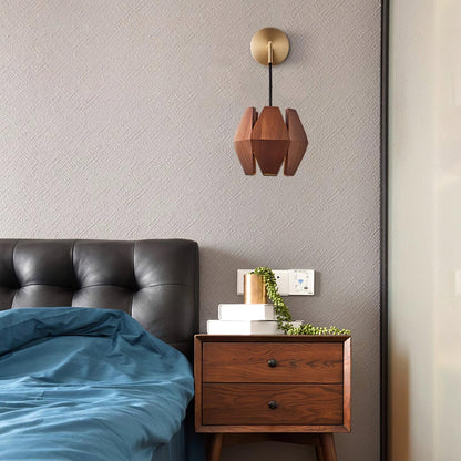 Wood Astris Wandlamp - Luxe Houten en Gouden Metaal Design