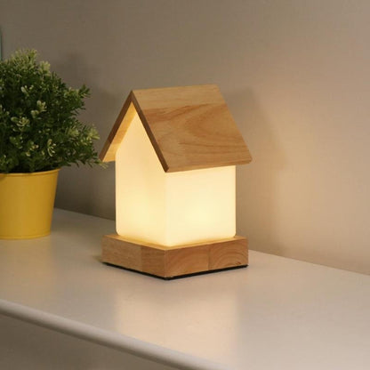 Schattige LED Kinderlamp - Houten Huisvorm Nachtlampje voor Baby’s