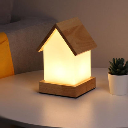 Schattige LED Kinderlamp - Houten Huisvorm Nachtlampje voor Baby’s