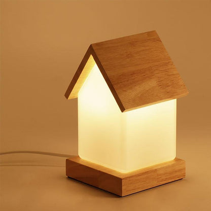 Schattige LED Kinderlamp - Houten Huisvorm Nachtlampje voor Baby’s