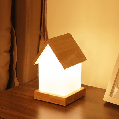 Schattige LED Kinderlamp - Houten Huisvorm Nachtlampje voor Baby’s