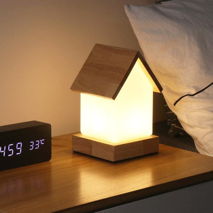 Schattige LED Kinderlamp - Houten Huisvorm Nachtlampje voor Baby’s